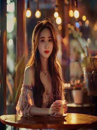 美女直播主播苏糖糖在温馨咖啡馆场景进行生活分享直播，阳光明媚氛围温暖
